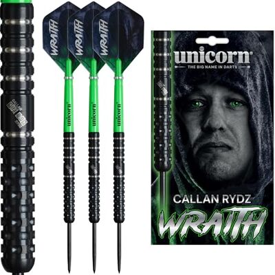 Unicorn Jeu de fléchettes à pointe en acier Callan « The Riot » Rydz Wraith Fléchettes 90 % tungstène Vols durables et ultra rapides Points de volute noirs 25 g - Publicité Unicorn Jeu de fléchettes à pointe en acier Callan « The Riot » Rydz Wraith Fléchettes 90 % tungstène Vols durables et ultra rapides Points de volute noirs 25 g - Publicité
