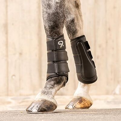 SUNRIDE guêtres de Dressage pour Chevaux (Set de 2) en Cuir véritable de première qualité et néoprène pour la Protection Contre Les blessures (M/28 cm, Noir) - Publicité SUNRIDE guêtres de Dressage pour Chevaux (Set de 2) en Cuir véritable de première qualité et néoprène pour la Protection Contre Les blessures (M/28 cm, Noir) - Publicité