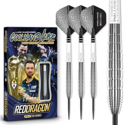 RED DRAGON Luke Humphries TX Series Premium Tungstène Darts Set avec Vols et tiges - Publicité RED DRAGON Luke Humphries TX Series Premium Tungstène Darts Set avec Vols et tiges - Publicité