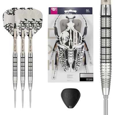 Target Darts Jeu de fléchettes EXO Edition 90% tungstène avec Pointe en Acier – Corps de 24 g SP02 – Fléchettes Swiss Point avec tiges Pro Grip et ailettes n°6, Outil SP Inclus - Publicité Target Darts Jeu de fléchettes EXO Edition 90% tungstène avec Pointe en Acier – Corps de 24 g SP02 – Fléchettes Swiss Point avec tiges Pro Grip et ailettes n°6, Outil SP Inclus - Publicité