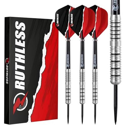 RUTHLESS Ranger II Jeu de fléchettes professionnelles à pointe en acier tungstène 21 g et 23 g, avec ailettes et tiges (21 g) - Publicité RUTHLESS Ranger II Jeu de fléchettes professionnelles à pointe en acier tungstène 21 g et 23 g, avec ailettes et tiges (21 g) - Publicité