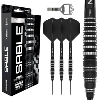 RED DRAGON Fléchettes – Sable Series Switch Points Powered by Winmau Jeu de fléchettes en acier 90 % tungstène Parallèle, Torpedo & Bomb Barrel Fléchettes Proi avec pointe en métal 21 g, 22 - Publicité RED DRAGON Fléchettes – Sable Series Switch Points Powered by Winmau Jeu de fléchettes en acier 90 % tungstène Parallèle, Torpedo & Bomb Barrel Fléchettes Proi avec pointe en métal 21 g, 22 - Publicité