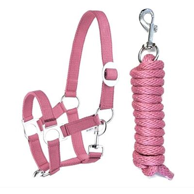 JA Horse Ensemble licol et longe avec mousqueton réglable Licol pour cheval Cheval à bascule Corde d'attache (Mousqueton rose, Shetty) - Publicité JA Horse Ensemble licol et longe avec mousqueton réglable Licol pour cheval Cheval à bascule Corde d'attache (Mousqueton rose, Shetty) - Publicité