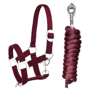 JA Horse JA4002 Essential Licol avec crochet de panique, vin, poney - Publicité JA Horse JA4002 Essential Licol avec crochet de panique, vin, poney - Publicité