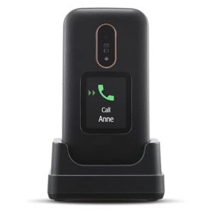 Doro 6880 -Téléphone Mobile 4G à Clapet pour Senior Simple d'utilisation Double écran Touche d'Assistance Socle Chargeur Inclus Noir - Publicité