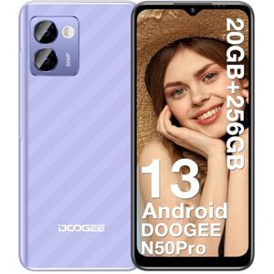 DOOGEE N50 Pro Telephone Portable 20GO RAM+256GO ROM, Smartphone Android 13, Caméra AI 50MP, 6.52 Pouces HD+, TF 1TB, Batterie 4200mAh 18W, Widevine L1 4G, Violet - Publicité