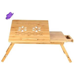 HUOLE Support pour Ordinateur pour lit ou canapé,Petite table en bambou pour ordinateur portable,pour Gaucher et Droitier, Plateau ajustable ,Trous d’aération,Petit tiroir -66*35*30 cm-couleur bois - Publicité HUOLE Support pour Ordinateur pour lit ou canapé,Petite table en bambou pour ordinateur portable,pour Gaucher et Droitier, Plateau ajustable ,Trous d’aération,Petit tiroir -66*35*30 cm-couleur bois - Publicité