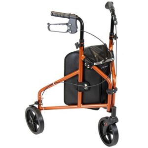 NRS Healthcare - 3 Wheel Aluminium Rollator - Orange - Léger - Rollator - Publicité NRS Healthcare - 3 Wheel Aluminium Rollator - Orange - Léger - Rollator - Publicité