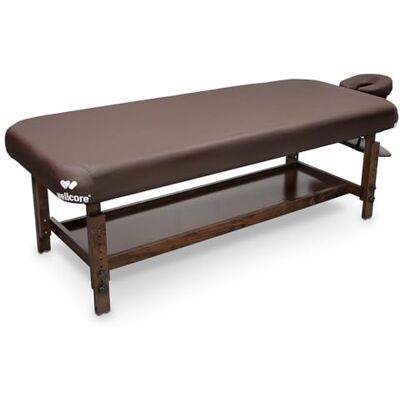 QUIRUMED WELLCORE Table de Massage Fixe en Bois avec Appui-Tête, 185-212 x 76 cm, Hauteur Réglable, Rembourrage 14 cm, avec Étagère Inférieure, Marron - Publicité QUIRUMED WELLCORE Table de Massage Fixe en Bois avec Appui-Tête, 185-212 x 76 cm, Hauteur Réglable, Rembourrage 14 cm, avec Étagère Inférieure, Marron - Publicité