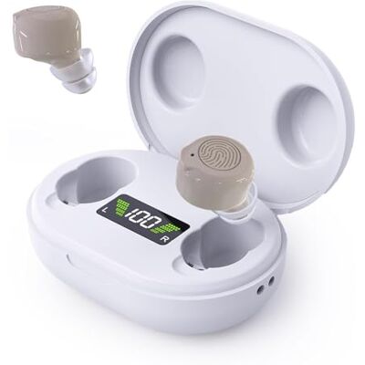 MEDca Digital Rechargeable ITE Set and Sound Assist for Adults and Seniors, OTC, Intelligent Feedback & Noise Reduction, Personal w/Portable LED Charging Case, Beige - Publicité MEDca Digital Rechargeable ITE Set and Sound Assist for Adults and Seniors, OTC, Intelligent Feedback & Noise Reduction, Personal w/Portable LED Charging Case, Beige - Publicité