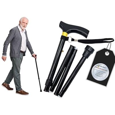 TIGA-MED Canne pliable en aluminium Hauteur réglable 83-92 cm, poignée ergonomique, ultra légère 300 g, pied en caoutchouc antidérapant, étui inclus jusqu'à 100 kg - Publicité TIGA-MED Canne pliable en aluminium Hauteur réglable 83-92 cm, poignée ergonomique, ultra légère 300 g, pied en caoutchouc antidérapant, étui inclus jusqu'à 100 kg - Publicité