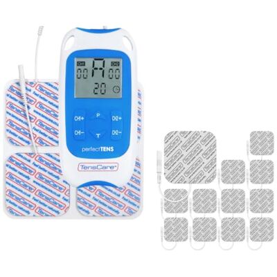 TensCare Perfect TENS, Appareil de Soulagement de La Douleur + 12 Électrodes 50 x 50 mm - Publicité TensCare Perfect TENS, Appareil de Soulagement de La Douleur + 12 Électrodes 50 x 50 mm - Publicité