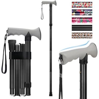 supregear Canne de Marche Pliante, Hauteur Réglable, Légère et Compacte, Pliable pour Voyage avec Poignée Souple, Aide à la Marche pour Personnes Âgées et Handicapées - Publicité supregear Canne de Marche Pliante, Hauteur Réglable, Légère et Compacte, Pliable pour Voyage avec Poignée Souple, Aide à la Marche pour Personnes Âgées et Handicapées - Publicité