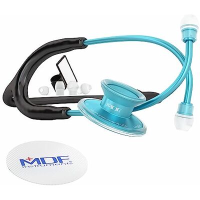 MDF Instruments MDF Acoustica, Stéthoscope à double pavillon Léger Pour médecins, infirmières, étudiants, soins à domicile Tubulure noir, Lyre-pavillon aqua MDF747XPAQ11 - Publicité MDF Instruments MDF Acoustica, Stéthoscope à double pavillon Léger Pour médecins, infirmières, étudiants, soins à domicile Tubulure noir, Lyre-pavillon aqua MDF747XPAQ11 - Publicité