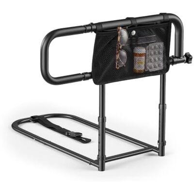 VEVOR Barrière de Lit Adulte Rabattable Barre d'Appui Lit en Acier Carbone Pour Lits King, Queen, Doubles, Simples, Longueur Hauteur Réglables, Charge 136 kg, Aide pour se Relever avec Poche Rangement - Publicité VEVOR Barrière de Lit Adulte Rabattable Barre d'Appui Lit en Acier Carbone Pour Lits King, Queen, Doubles, Simples, Longueur Hauteur Réglables, Charge 136 kg, Aide pour se Relever avec Poche Rangement - Publicité