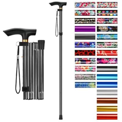 supregear Canne Pliante, Hauteur Réglable à 5 Niveaux Canne de Marche Légère Portable Bâtons de Voyage avec Dragonne et Poignée en T pour Personnes Âgées Handicapées Hommes Femmes - Publicité supregear Canne Pliante, Hauteur Réglable à 5 Niveaux Canne de Marche Légère Portable Bâtons de Voyage avec Dragonne et Poignée en T pour Personnes Âgées Handicapées Hommes Femmes - Publicité