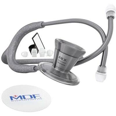 MDF Instruments MDF ProCardial Stéthoscope de Cardiologie avec Étui, Titane Léger, Adulte, Pavillon Double, Tubulure Gris à Paillettes, Pavillon-casque Metalika, MDF797TGLMT12 - Publicité MDF Instruments MDF ProCardial Stéthoscope de Cardiologie avec Étui, Titane Léger, Adulte, Pavillon Double, Tubulure Gris à Paillettes, Pavillon-casque Metalika, MDF797TGLMT12 - Publicité