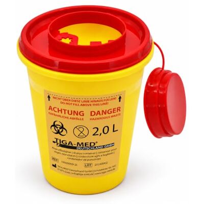 TIGA-MED Boîte à aiguilles 2L Récipient à éjection d'aiguilles en PP Anti-crevaison avec verrouillage final Conteneur Sharps pour élimination médicale - Publicité TIGA-MED Boîte à aiguilles 2L Récipient à éjection d'aiguilles en PP Anti-crevaison avec verrouillage final Conteneur Sharps pour élimination médicale - Publicité