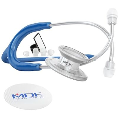 MDF Instruments , MD One Epoch Titane, Stéthosocpe léger en titane, Stéthoscope professionnel pour adultes Pavillon Double Tubulure bleu royal, Lyre/pavillon argent (MDF777T10) - Publicité MDF Instruments , MD One Epoch Titane, Stéthosocpe léger en titane, Stéthoscope professionnel pour adultes Pavillon Double Tubulure bleu royal, Lyre/pavillon argent (MDF777T10) - Publicité