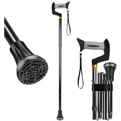 supregear Canne de Marche Canne Dépliable, Réglable, Pliable avec Poignée Décalée, Unisexe, Embout Tout-Terrain Robuste Et Poignée en T Ergonomique Douce pour Seniors Et Adultes - Publicité supregear Canne de Marche Canne Dépliable, Réglable, Pliable avec Poignée Décalée, Unisexe, Embout Tout-Terrain Robuste Et Poignée en T Ergonomique Douce pour Seniors Et Adultes - Publicité