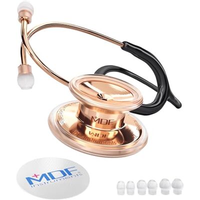 MDF Instruments , MD One Stéthoscope à double pavillon, Stéthoscope professionnel pour adultes Acier inoxydable Tubulure noir, Lyre/pavillon or rose, Rose Gold (MDF777RG11) - Publicité MDF Instruments , MD One Stéthoscope à double pavillon, Stéthoscope professionnel pour adultes Acier inoxydable Tubulure noir, Lyre/pavillon or rose, Rose Gold (MDF777RG11) - Publicité
