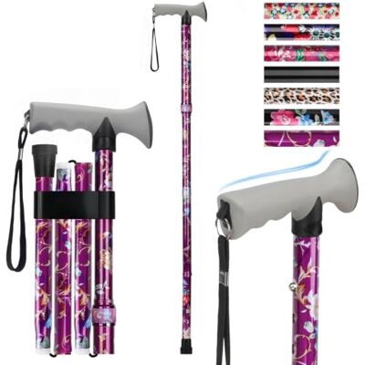 supregear Canne de Marche Pliante, Hauteur Réglable, Légère et Compacte, Pliable pour Voyage avec Poignée Souple, Aide à la Marche pour Personnes Âgées et Handicapées - Publicité supregear Canne de Marche Pliante, Hauteur Réglable, Légère et Compacte, Pliable pour Voyage avec Poignée Souple, Aide à la Marche pour Personnes Âgées et Handicapées - Publicité