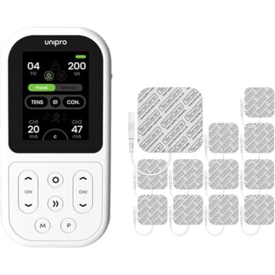 TensCare Unipro + 12 Électrodes TENS Réutilisables 50 × 50 mm Multithérapie pour soulager la douleur, renforcer les muscles et accompagner la physiothérapie - Publicité TensCare Unipro + 12 Électrodes TENS Réutilisables 50 × 50 mm Multithérapie pour soulager la douleur, renforcer les muscles et accompagner la physiothérapie - Publicité