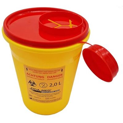 TIGA-MED Lot de 50 boîtes à canules de 2 litres avec couvercle de sécurité anti-perforation pour aiguilles, seringues et lancettes Grand pack pour clinique et cabinet médical - Publicité TIGA-MED Lot de 50 boîtes à canules de 2 litres avec couvercle de sécurité anti-perforation pour aiguilles, seringues et lancettes Grand pack pour clinique et cabinet médical - Publicité