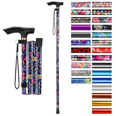 supregear Canne Pliante, Hauteur Réglable à 5 Niveaux Canne de Marche Légère Portable Bâtons de Voyage avec Dragonne et Poignée en T pour Personnes Âgées Handicapées Hommes Femmes - Publicité supregear Canne Pliante, Hauteur Réglable à 5 Niveaux Canne de Marche Légère Portable Bâtons de Voyage avec Dragonne et Poignée en T pour Personnes Âgées Handicapées Hommes Femmes - Publicité