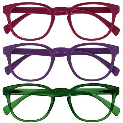 Lunettes de Lecture Opulize Pop - Pack de 3, Rondes, Monture Mat, Rose Violet Vert - Publicité Lunettes de Lecture Opulize Pop - Pack de 3, Rondes, Monture Mat, Rose Violet Vert - Publicité