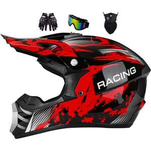 HelmYezett Casque Moto Enfant, Casque De Cross pour Jeunesse Casques De Moto, Casque Cycliste pour Enfants,Garçon Et Fille Scooter De Ski VTT Casque, avec Gants Lunettes Masques(Red,S(52-53CM)) - Publicité HelmYezett Casque Moto Enfant, Casque De Cross pour Jeunesse Casques De Moto, Casque Cycliste pour Enfants,Garçon Et Fille Scooter De Ski VTT Casque, avec Gants Lunettes Masques(Red,S(52-53CM)) - Publicité