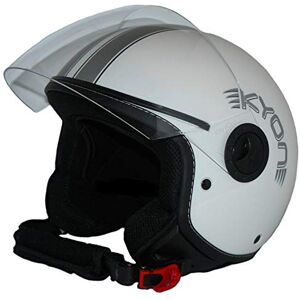 protectWEAR Casque ouvert avec visière H730-WS#17-S Hommes, Blanc Mat avec Rayures argentées, S - Publicité