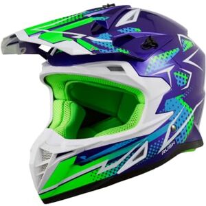 KSK Casque Cross Rush Bleu et Vert Homologué ECE R 22.06 S (55-56cm) Coque ABS - Publicité KSK Casque Cross Rush Bleu et Vert Homologué ECE R 22.06 S (55-56cm) Coque ABS - Publicité