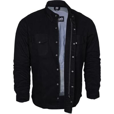 Bikers Gear Australia Chemise de Protection en Flanelle Kevlar Aramide doublée Noir uni avec CE 1621-1 Amovible - Publicité Bikers Gear Australia Chemise de Protection en Flanelle Kevlar Aramide doublée Noir uni avec CE 1621-1 Amovible - Publicité