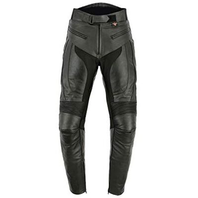 Texpeed Pantalon moto cuir homme De tourisme en cuir pour moto Cruiser racing avec protection authentique biker CE armor (EN 1621-1) Noir (M Taille/Jambe Longue) - Publicité Texpeed Pantalon moto cuir homme De tourisme en cuir pour moto Cruiser racing avec protection authentique biker CE armor (EN 1621-1) Noir (M Taille/Jambe Longue) - Publicité
