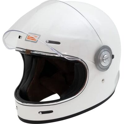 ORIGINE Casque de Moto intégral Vintage de Coque en Fibre de Verre avec visière approuvé ECE (Solid Gloss White,M) - Publicité ORIGINE Casque de Moto intégral Vintage de Coque en Fibre de Verre avec visière approuvé ECE (Solid Gloss White,M) - Publicité