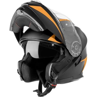 Vinz Busan Casque modulable avec visière Solaire Homologué ECE 22.06 & Compatible PINLOCK Casque de Moto intégral Casque Moto modulable Tailles XS-XXL Orange - Publicité Vinz Busan Casque modulable avec visière Solaire Homologué ECE 22.06 & Compatible PINLOCK Casque de Moto intégral Casque Moto modulable Tailles XS-XXL Orange - Publicité