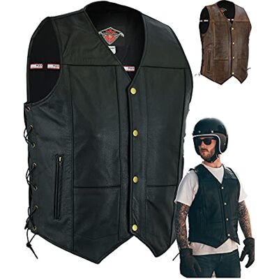 Texpeed - Real Leather Waistcoat - Black - 5XL - Waistcoat - Publicité Texpeed - Real Leather Waistcoat - Black - 5XL - Waistcoat - Publicité