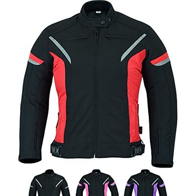 Texpeed Veste moto femme homologué Manteau blouson en cordura textile imperméable pour femme avec armure de moto CE (EN 1621-1) Rouge XXS - Publicité Texpeed Veste moto femme homologué Manteau blouson en cordura textile imperméable pour femme avec armure de moto CE (EN 1621-1) Rouge XXS - Publicité
