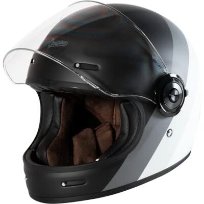 ORIGINE Casque de Moto intégral en Fibre de Verre Style Cafe Racer homologué ECE avec visière - Publicité ORIGINE Casque de Moto intégral en Fibre de Verre Style Cafe Racer homologué ECE avec visière - Publicité