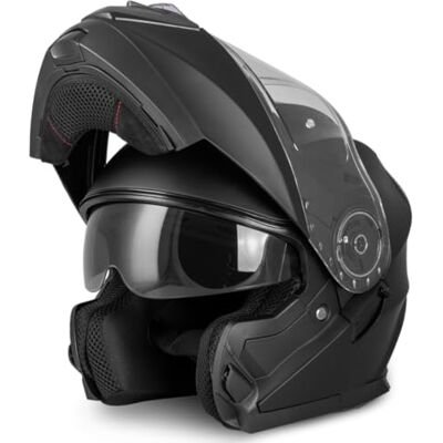 Vinz Santos Casque modulable avec visière Solaire Homologué ECE 22.06 & Compatible PINLOCK Casque de Moto intégral Casque Moto modulable Tailles XS-XXL Noir Mat - Publicité Vinz Santos Casque modulable avec visière Solaire Homologué ECE 22.06 & Compatible PINLOCK Casque de Moto intégral Casque Moto modulable Tailles XS-XXL Noir Mat - Publicité