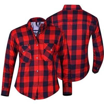 Bikers Gear Australia Bikers Gear Veste de moto – Chemise de moto en Kevlar pour femme 280 g/m² Dupont Kevlar Aramide avec protection CE, Rouge Chk, 46 - Publicité Bikers Gear Australia Bikers Gear Veste de moto – Chemise de moto en Kevlar pour femme 280 g/m² Dupont Kevlar Aramide avec protection CE, Rouge Chk, 46 - Publicité