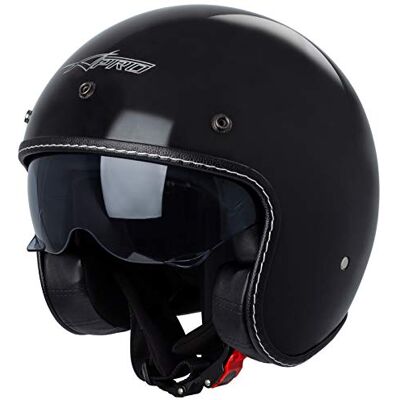 A-pro Casque Moto Jet Cafe Racer Homologué ECE 22-05 Visière Scooter Custom Noir XL - Publicité A-pro Casque Moto Jet Cafe Racer Homologué ECE 22-05 Visière Scooter Custom Noir XL - Publicité