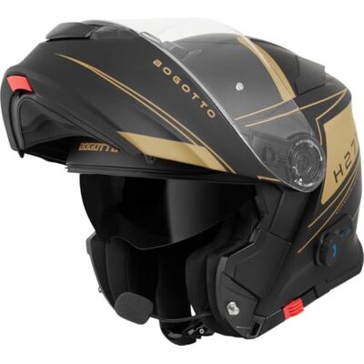 Bogotto H271 Taog Bluetooth Casque, Noir Mat/Or, XL - Publicité Bogotto H271 Taog Bluetooth Casque, Noir Mat/Or, XL - Publicité