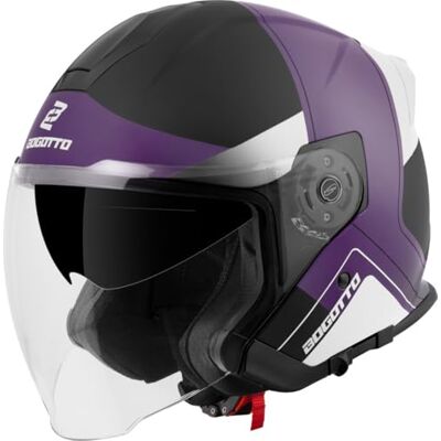 Bogotto H586 City-B Casque Jet, Noir Mat/Violet/Blanc, M - Publicité Bogotto H586 City-B Casque Jet, Noir Mat/Violet/Blanc, M - Publicité