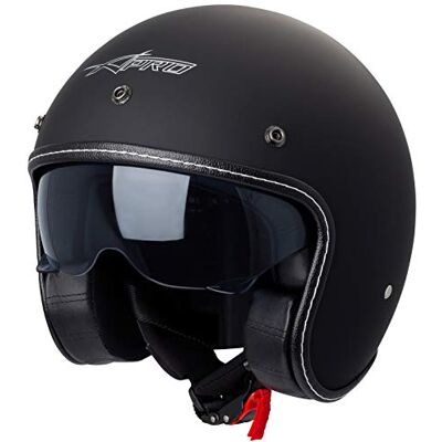 A-pro Casque Moto Jet Cafe Racer Homologué ECE 22-05 Scooter Custom Noir Mat L - Publicité A-pro Casque Moto Jet Cafe Racer Homologué ECE 22-05 Scooter Custom Noir Mat L - Publicité