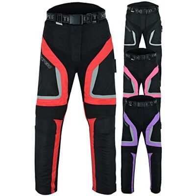 Texpeed Pantalon Moto Femme Homologué Textile Scooter Imperméable Pour été ou l'hiver Armure certifiée CE (EN 1621-1) Protection Rouge 3XL Taille/Longue Jambe - Publicité Texpeed Pantalon Moto Femme Homologué Textile Scooter Imperméable Pour été ou l'hiver Armure certifiée CE (EN 1621-1) Protection Rouge 3XL Taille/Longue Jambe - Publicité