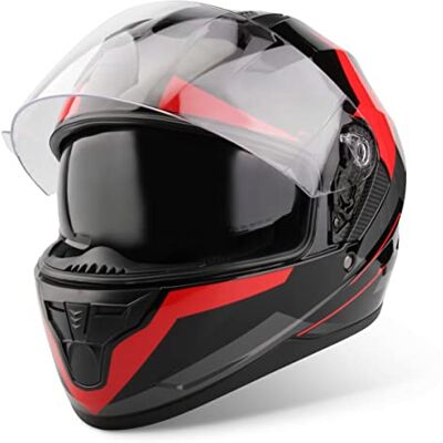 Vinz Becket Casque intégral avec visière Solaire Casque de Moto intégral homologué ECE 22.06 Casque Full-Face pour Moto et Scooter pour Femmes et Hommes Tailles XS-XXL Rouge - Publicité Vinz Becket Casque intégral avec visière Solaire Casque de Moto intégral homologué ECE 22.06 Casque Full-Face pour Moto et Scooter pour Femmes et Hommes Tailles XS-XXL Rouge - Publicité
