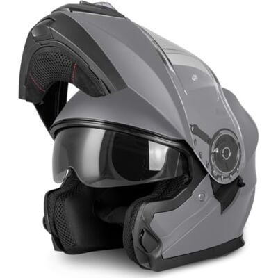 Vinz Santos Casque modulable avec visière Solaire Homologué ECE 22.06 & Compatible PINLOCK Casque de Moto intégral Casque Moto modulable Tailles XS-XXL Titane - Publicité Vinz Santos Casque modulable avec visière Solaire Homologué ECE 22.06 & Compatible PINLOCK Casque de Moto intégral Casque Moto modulable Tailles XS-XXL Titane - Publicité
