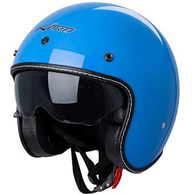 A-PRO - Casco Moto Jet Cafe Racer - Bleu - L - Helmet - Publicité A-PRO - Casco Moto Jet Cafe Racer - Bleu - L - Helmet - Publicité